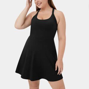 HALARA Easy Peezy Backless Twisted Workout Dress Black/2X